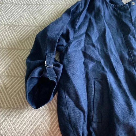 Chicos Blue Linen Snap Front 3/4 Sleeve Jacket - Picture 3 of 9